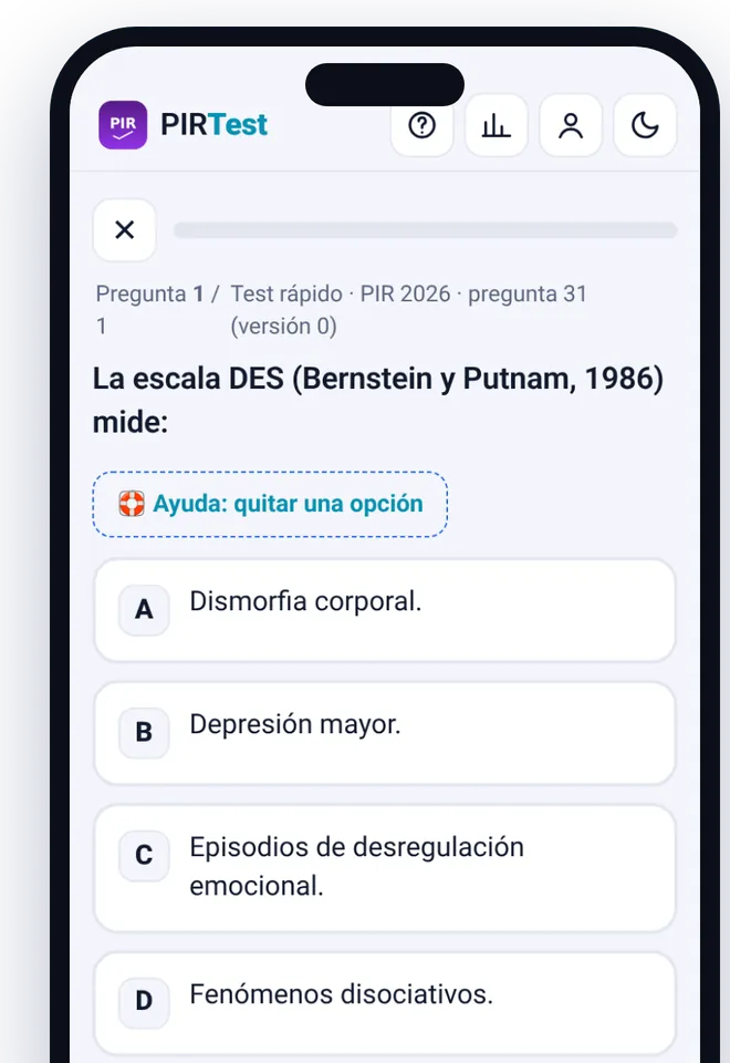 Pregunta real de la app: la respuesta elegida se marca en rojo y la correcta en verde, con el aviso «Incorrecta»