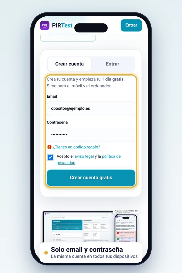 Pantalla de registro